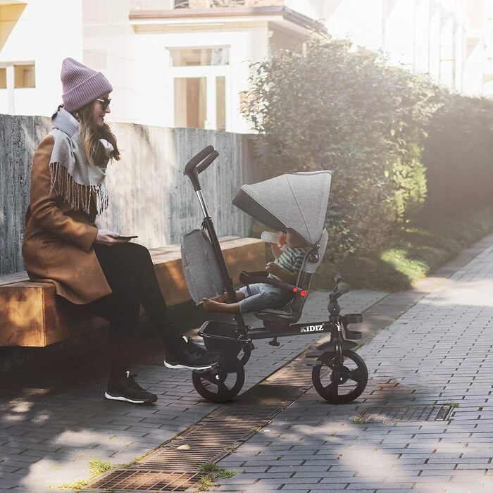 Триколісний велосипед 5в1 дитячий триколісний велосипед з рульовою системою штовхач від 1 року, біговел вперед і назад, корзина су