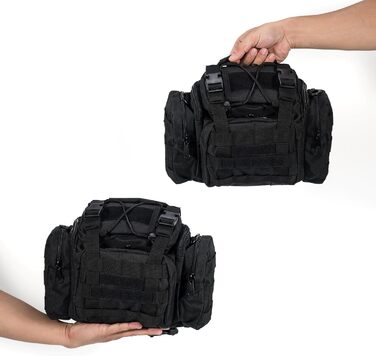 Сумка для рибальських снастей Dr.Fish із кількома кишенями та ременем через плече, водонепроникна сумка для риболовлі, походів, полювання, кемпінгу, подорожей, чорна (менший розмір)