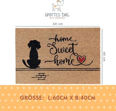 Кокосовий килимок для дверей SPOTTED DOG GIFT COMPANY для використання в приміщенні - натуральний килимок для збору бруду, килимок для вулиці з кокосу для собак, килимок для дому, всепогодний та нековзний для коридорів, входів та критих приміщень, 60x40 с