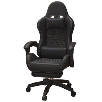 Ігрове крісло, комп&39ютерне крісло, поворотне, з можливістю нахилу, офісне крісло, зручне ігрове крісло, спальня, офіс, вітальня, чорна підставка для ніг латексна подушка