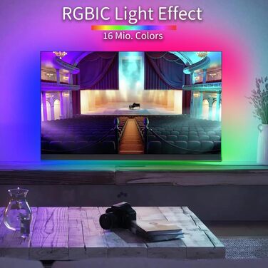 Світлодіодна стрічка RGBIC 2,5 м Підсвічування світлодіодного телевізора Dreamcolor для телевізорів від 32 до 55 дюймів Розумне світлодіодне підсвічування, додаток і пульт дистанційного керування, синхронізація з музикою, світлодіодне світлодіодне освітле