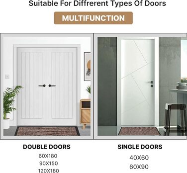 Килимок для дверей KAV, що миється, брудоуловлювач міцні нековзні килимки для використання всередині та зовні приміщень великі килимки для вхідних та задніх дверей, дому, офісу ідеально поглинають пил (коричневий/чорний)