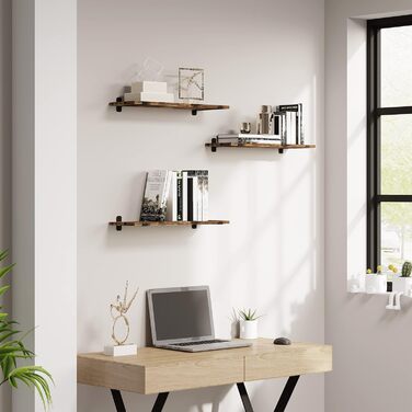 Настінні полиці EUGAD, комплект із 3 предметів, плаваюча полиця 60 см, настінні полиці, підвісна полиця з дерев&39яним виглядом у вінтажному стилі, настінна полиця для вітальні, кухні, кабінету, ванної кімнати, настінна дошка з вантажопідйомністю 15 кг/по