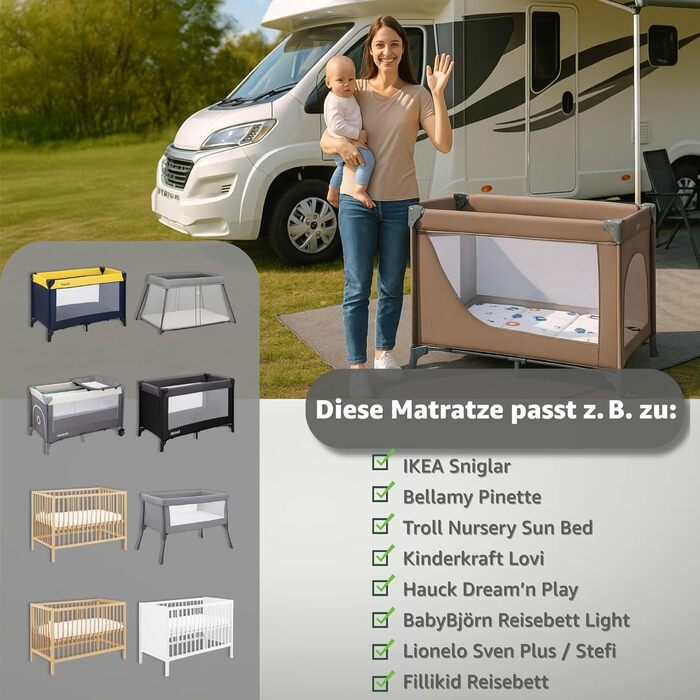 Розкладний матрац, розкладний матрац для дорожнього ліжечка, дитячий матрац 60x120 см - Розкладний матрац для дітей, гостьовий матрац, розкладний дитячий матрац, матрац на підлогу, матрац для сну та дорожній матрац 60 x 120 см, матрац Africa