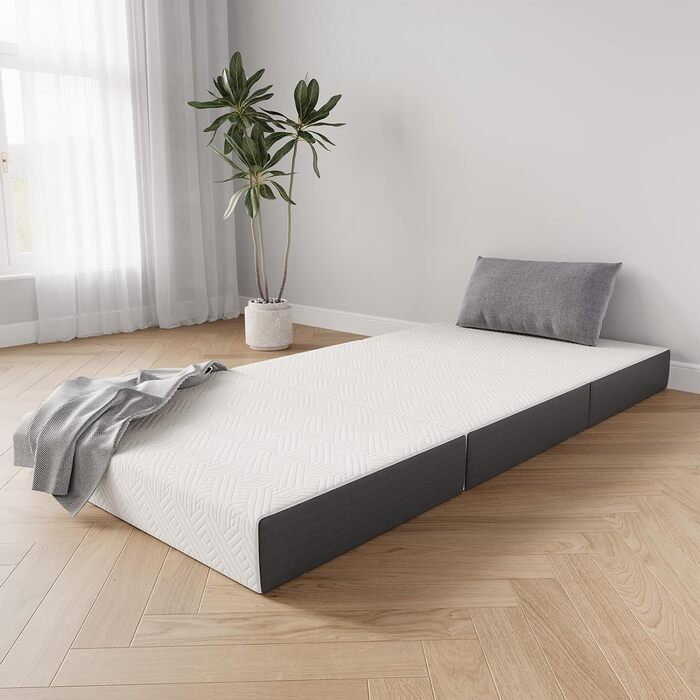 Матрац Vesgantti Folding Mattress для гостей 60x190x10 см, 3-секційний складний матрац з гелевої піни для гостьового ліжка, дорожнє ліжко, компактне, сертифіковане Oeko-Tex, 10 см, 60 x 190 см