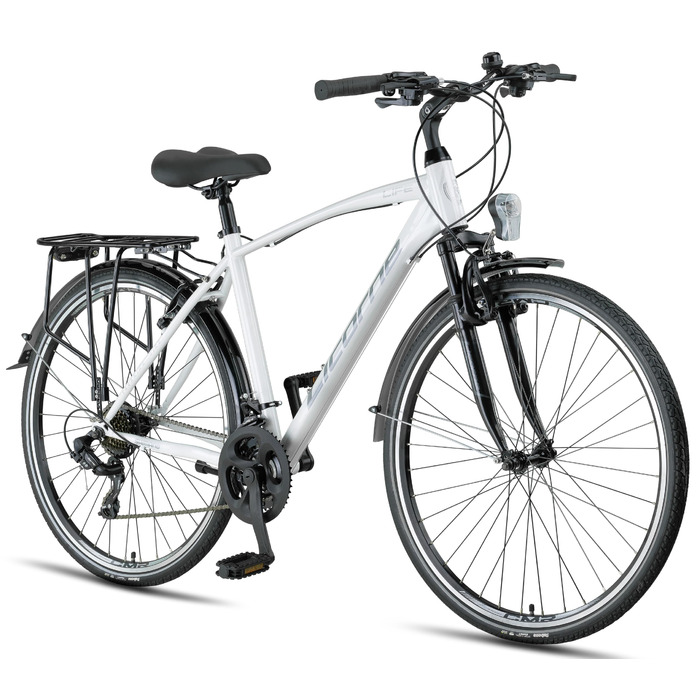 Велосипед Licorne Bike преміум-класу для трекінгу 28 дюймів для чоловіків, хлопців та жінок з 21 швидкістю передач, Citybike Life MV-ATB White 0 метрів