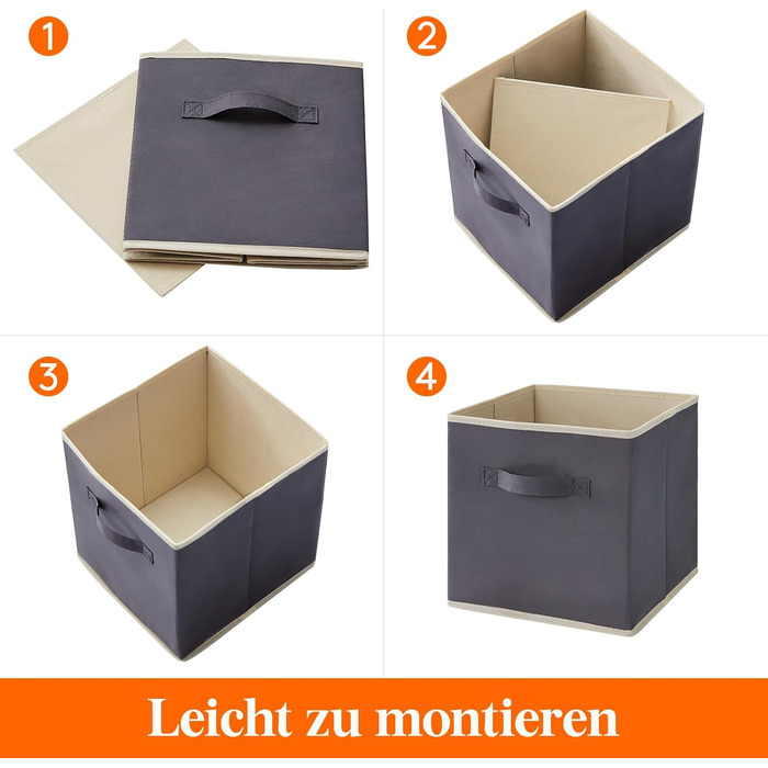 Коробка для зберігання речей Lifewit Fabric Storage Box, складні куби для зберігання об&39ємом 18 л, органайзери з нетканого матеріалу з ручкою для полиць-кубів, вставка для полиць, 10 шт. , 26,5 x 26,5 x 28 см, сірий
