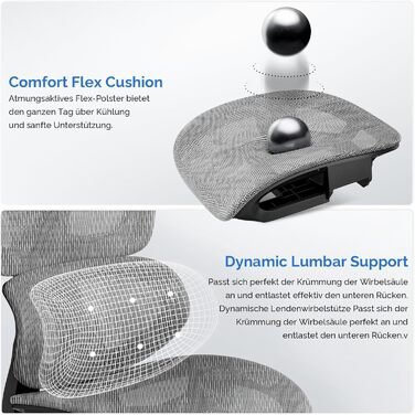 Ергономічне офісне крісло, стілець для роботи з підставкою для ніг, регульована спинка 90-120, поперекова підтримка, підлокітники з 4D PU, міцні металеві ніжки, надзвичайно широка подушка, темно-сірий колір, підходить для дорослих.