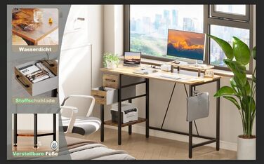 Письмовий стіл з розетками, 2 шухлядами та знімною підставкою для монітора, 100x50 см. Двосторонній комп&39ютерний стіл. ПК-стіл для домашнього офісу, кабінету, спальні, коричневий 100*50 см.