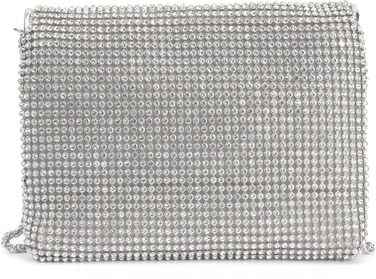 Сріблясте клатч-зчеплення з кристалами та знімним ланцюжком для вечірки, весілля, балу або банкету 06258