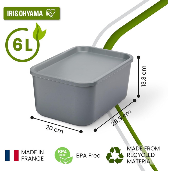 Набір із 3 пластикових коробок для зберігання з кришками, що не зачіпаються, штабелюються, для кухні, ванної кімнати, спальні, гардеробної, офісу, міцна та довговічна організація, SNL-S 6 л / Набір із 3 коробок