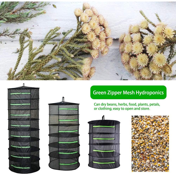 Сушильна сітка для трав, 4-х шарова сушарка для рослин Сушильна стійка на блискавці, складна підвісна Підходить для сушіння сухоцв