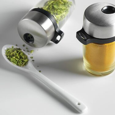 Підставка для спецій Cole & Mason H121809 Cambridge з 20 банками для спецій, карусель для спецій на 360/стояча підставка для спецій, нержавіюча сталь/скло, спеції/трави, включає 20 банок