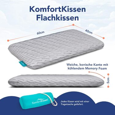 Подушка MKS Premium з піни з ефектом пам&39яті для сну на животі - висока якість та комфорт, висота 5 см, бамбуковий чохол