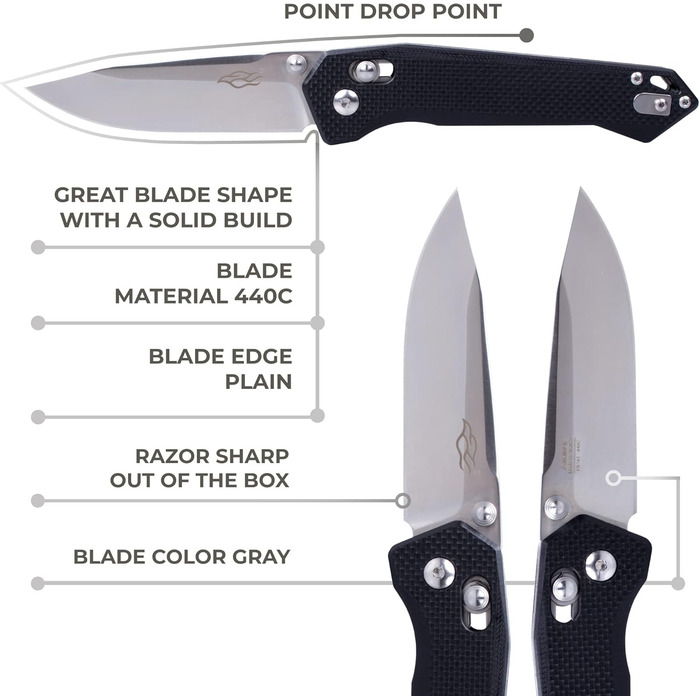 Складаний кишеньковий ніж, лезо з нержавіючої сталі 440C, ергономічна рукоятка G10 з кліпсою, полювання, риболовля, кемпінг, папка