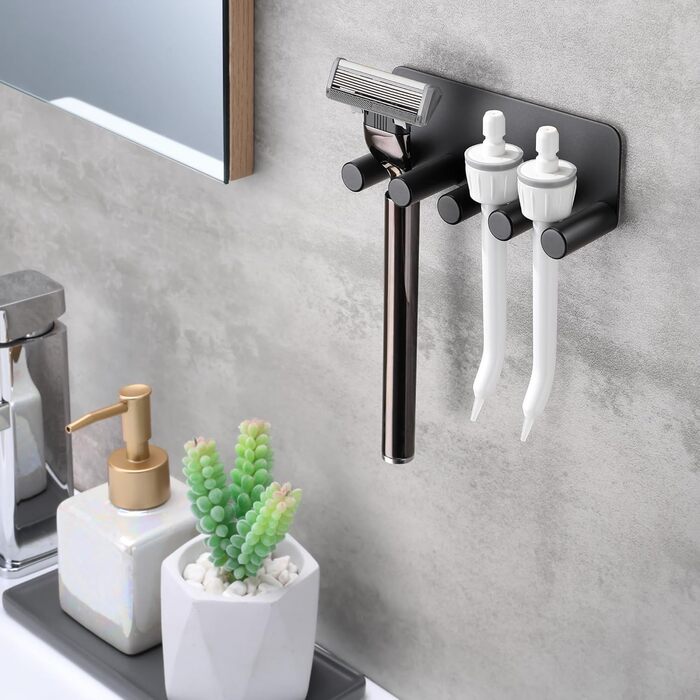 Тримач зубної щітки OETAMS Настінний тримач електричної зубної щітки Без свердління Тримач головки щітки Тримач зубної щітки з нержавіючої сталі Самоклеючий тримач головки зубної щітки чорний