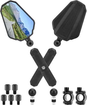 Універсальне складне дзеркало заднього виду для позашляхового мотоцикла SUPAREE, схвалене для електроніки, поворотне на 360 з правою та лівою різьбою, сумісне зі скутерами, квадроциклами