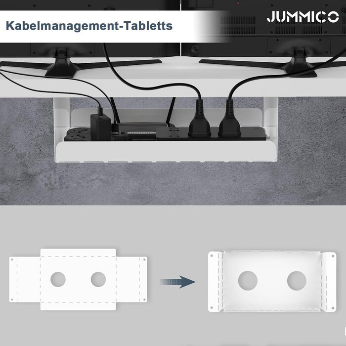 Регульований по висоті письмовий стіл JUMMICO (140x70 см) з бездротовою зарядною станцією, білий