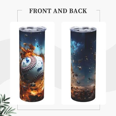 Кухоль з прямою трубочкою, 590 мл, Гарячий бейсбол, з принтом, дорожній кухоль, підходить для кемпінгу, офісу та дому