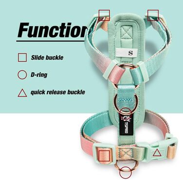 Шлейка для собак Tspro для маленьких порід, анти-тягнуча, легка, регульована, градієнтна (жовто-зелена, розмір 1). Розмір 1 (шия 30,547,5 см, груди 32,356 см). Градієнт жовто-зеленого кольору.