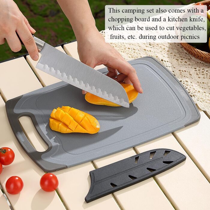 Необхідне для кемпінгу, кухонне начиння Evanda для кемпінгу, дорожнє начиння, портативний набір кухонного начиння для подорожей, пікніків, кемперів, кемпінгу, барбекю, вечірок