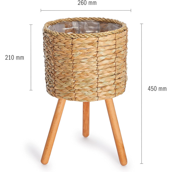 Кашпо для квітів Кашпо з натурального ротангу з фольгованою вставкою Горщик для рослин герметичний великий для кімнатних рослин, к