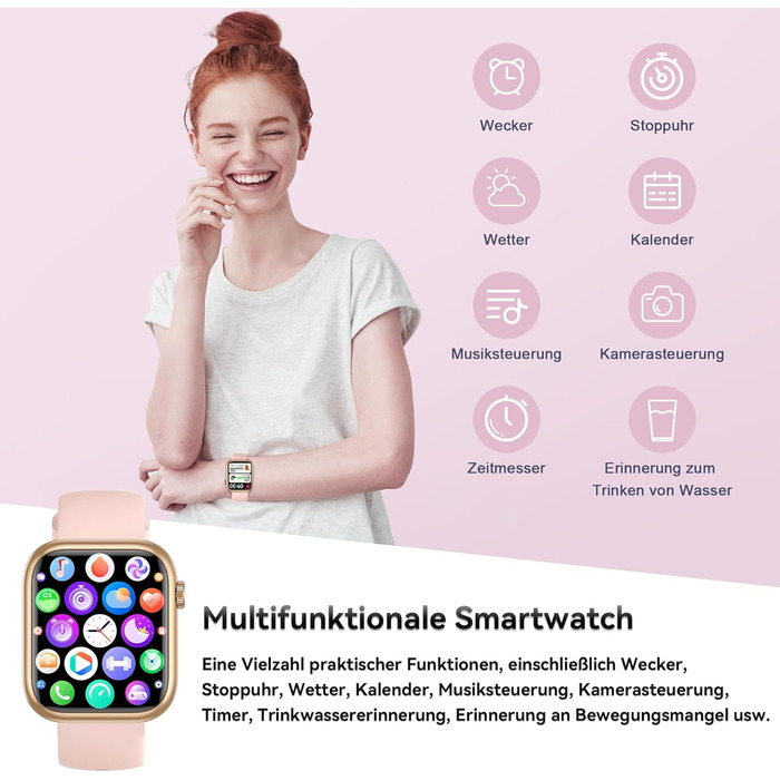 Розумний годинник для чоловіків та жінок, 1,83-дюймовий HD фітнес-трекер з крокоміром/монітором артеріального тиску/монітором серцевого ритму/функцією телефону, трекер сну, 120 спортивних режимів, водонепроникний фітнес- та спортивний годинник IP68 для iP