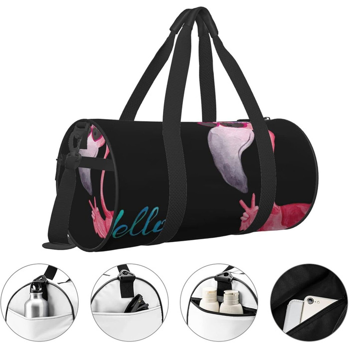 Дорожня сумка-циліндр Hello Glasses Flamingo, спортивна сумка для чоловіків та жінок, сумка-мішок, спортивна дорожня сумка