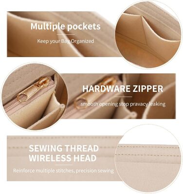 Вставка-органайзер для сумочки Longchamp з довгою ручкою, вставки-органайзери S-bag, сумочка (велика, бежева), XK-KS10-Beige-L1 La