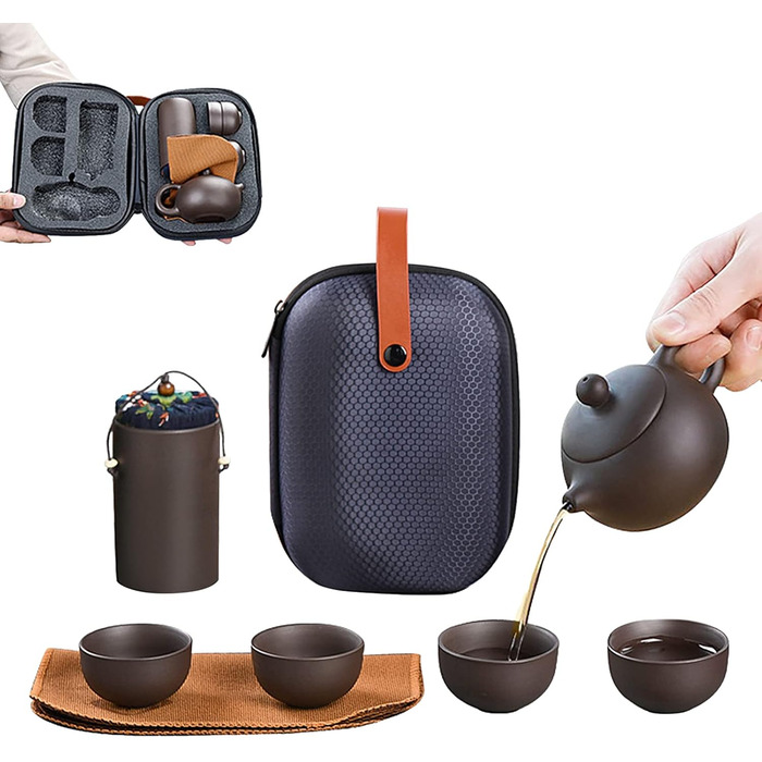Портативний китайський фіолетовий пісочний чайний набір з точним носиком чайника та чашок для поціновувачів чаю