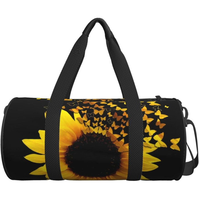 Дорожня сумка з малюнком стрекози, кругла, великої місткості, легка та міцна, ідеальний подарунок для піших прогулянок, відпустки, ділових поїздок та іншого, з квітковим та метеликовим дизайном (соняшники, квіти, метелики).