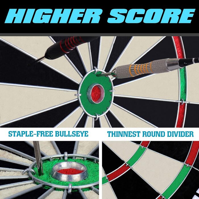 Коркова мішень для дартсу з дротиками, офіційна сталева мішень для дартсу, набір сталевих дротиків з 6 дротиками з металевим наконечником та 6 деками (лише для мішені для дартсу)