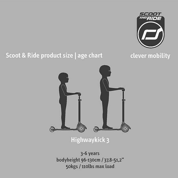 Самокат Scoot & Ride Highwaykick 3 LED самокат пластиковий/метал Еш, розміри приблизно 55 см х 15 см х 24 см, 96344 сірий