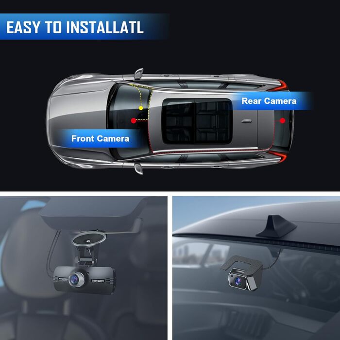 Відеореєстратор автомобільний передній задній, 2.7 екран 1080P FHD автомобільний відеореєстратор відеореєстратор передня камера 17