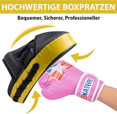 Боксерські щитки з високоякісною підкладкою - 1 пара боксерських щитків для кікбоксингу для оптимального поглинання ударів, тренувальні щитки для чоловіків та жінок, жовті