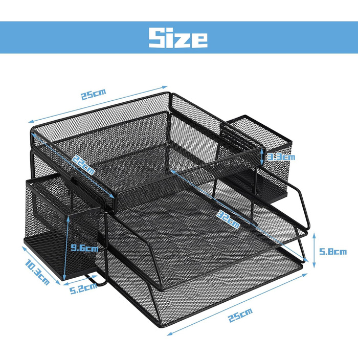 Ярусний лоток для листів, лоток для документів на робочому столі, лоток для паперу, органайзер для робочого столу, лоток для паперу, папка для документів, A4, тримач для документів для дому, офісу, школи 34,5 x 25,5 x 16,9 см, 2-