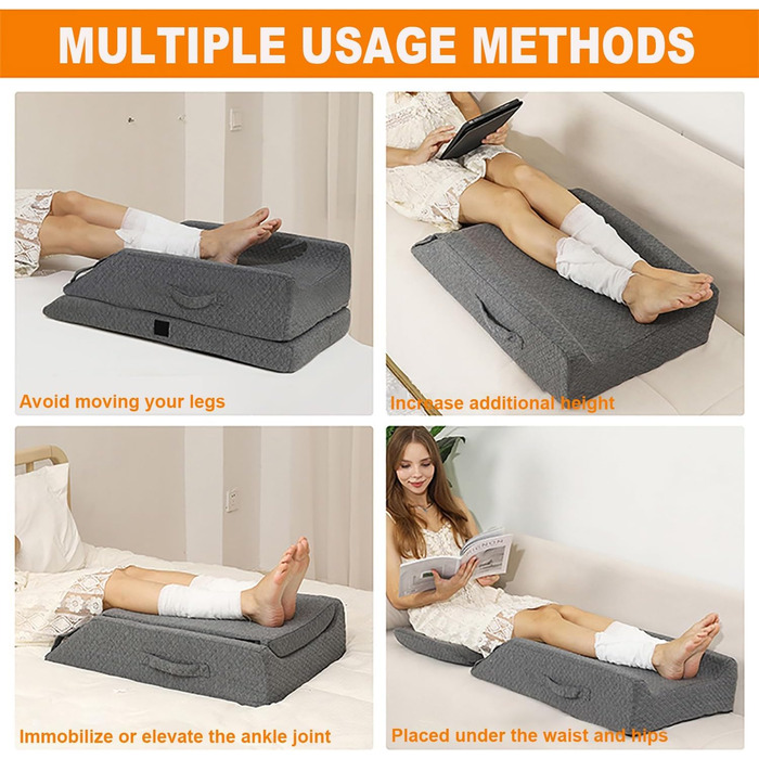 Подушка для підняття ніг, подушка для підтримки ніг, позиціонуюча подушка для колін та ніг, ергономічна подушка для підняття ніг з 3 рівнями висоти, подушка для ніг для зняття втомлених ніг та підтримки їх