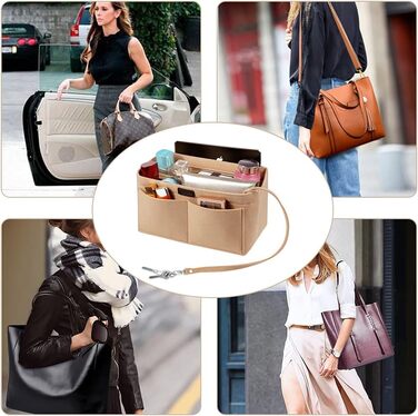 Органайзер для сумочки, органайзер для фетрової сумки, органайзер для сумки в сумці Внутрішні кишені органайзер для сумочки зі зні