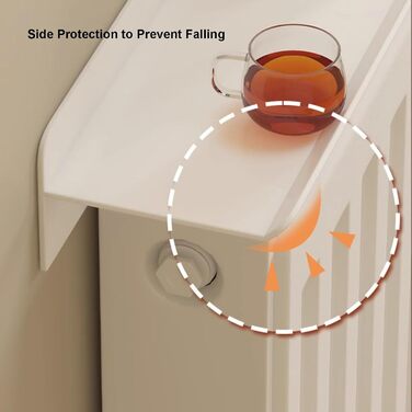 Полиця для радіатора, біла полиця для радіатора з легко монтованим кронштейном (не потребує свердління), допомагає направляти тепло назад у кімнату (60 см/23,6 дюйма)