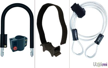 Велосипедний замок Ulockmi U-Lock 16 мм трос 120 см (Ø 10 мм), 3 ключі та кронштейн, водонепроникний комплект U-Lock для велосипеда, гірського велосипеда та електровелосипеда (чорний)