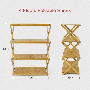 Портативна складна кемпінгова полиця з бамбуковою стільницею, вулична складна шафа для кемпінгу, кухні, телескопічна полиця з 4 рівнями, для грилю на свіжому повітрі, 4 яруси