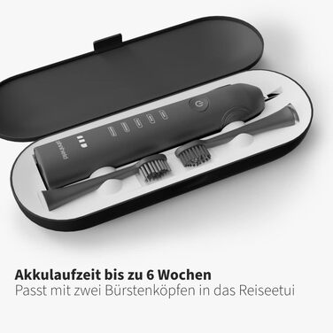 Подвійний пакет, 2 електричні звукові зубні щітки GERO, в т.ч. 2 насадки для щітки та 2 дорожні кейси Для делікатного та ефективного чищення Black White
