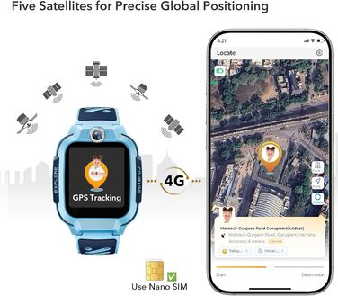 Дитячий смарт-годинник imoo Z3 із SIM-карткою, дитячий смарт-годинник 4G із водонепроникністю IP68, режим для класу, екран 1,5 дюйма, 8 ГБ ROM, крокомір, годинник для хлопчиків (синій) Синій 1 Z3