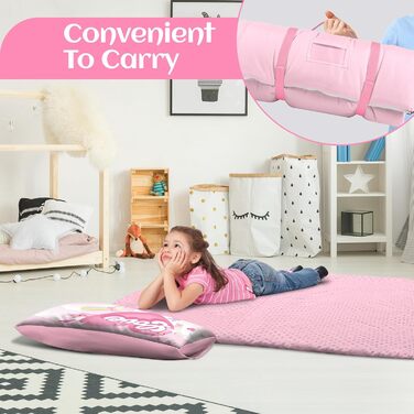 Дитячий спальний мішок зі знімною подушкою, теплий дитячий спальний мішок з подвійною блискавкою для дівчаток та хлопчиків, складний спальний мішок-ковдра для кемпінгу в приміщенні та на свіжому повітрі, єдиноріг 15060 см