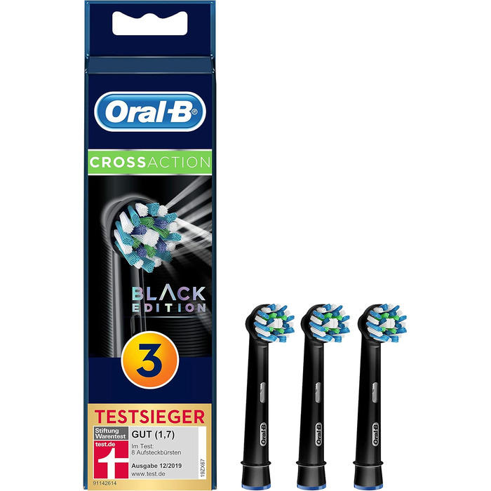 Щітки Braun Oral-B 4210201216162 Oral-B CrossAction Black Edition, щетина під кутом 16 градусів для чудового очищення, 3 шт.