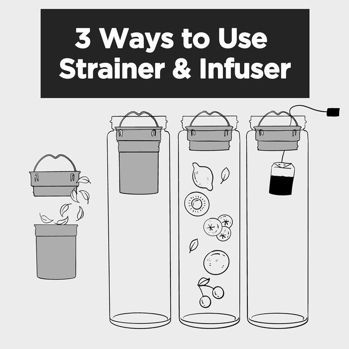 Скляна пляшка для пиття об&39ємом 650 мл з чорною кришкою з нержавіючої сталі та рукавом для розсипного чаю, пляшка для чаю з заварювальним контейнером на винос