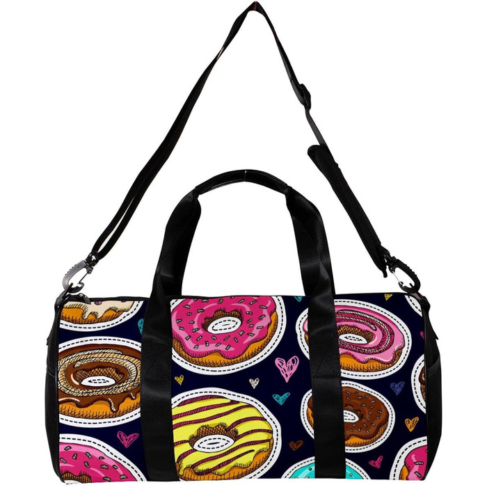 Сумка-мішок для подорожей, спорту та шопінгу, для йоги, з дизайном пончиків та їжі, рожева, фітнес-сумка для активного відпочинку, ручна поклажа