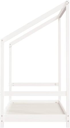 Дитяче ліжко, біле, 80x160 см, виготовлене з масиву сосни з міцним каркасом та повітропроникними фанерними ламелями для гарної підтримки - , 165,5 x 85,5 x 158 см, біле