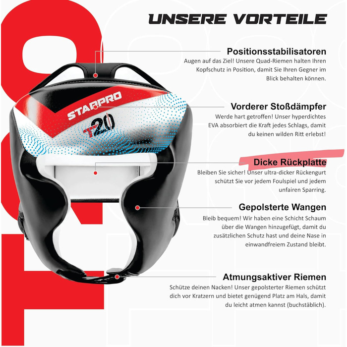 Боксерський шолом Starpro із захистом голови та щитком для обличчя - для боксу, кікбоксингу, ММА, крав-мага та муай-тай Різні розміри XXS чорний