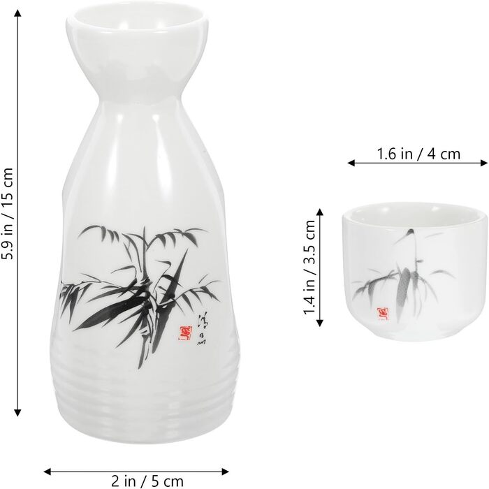 Набір для подачі саке з кераміки, 7 предметів. Традиційний керамічний глечик для саке 250 мл та 6 чашок по 30 мл. Ідеально для дому, сім'ї та гостей.